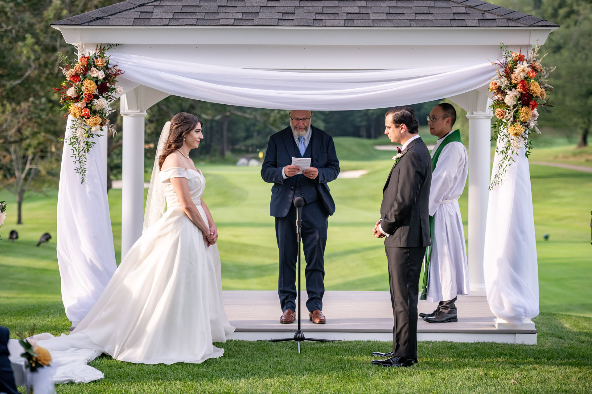 Beautiful outdoor gazebo ceremony, close up view